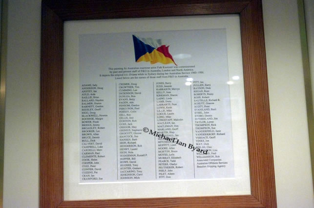 List of P and O Australian Staff who subscribed to Oriana watercolour